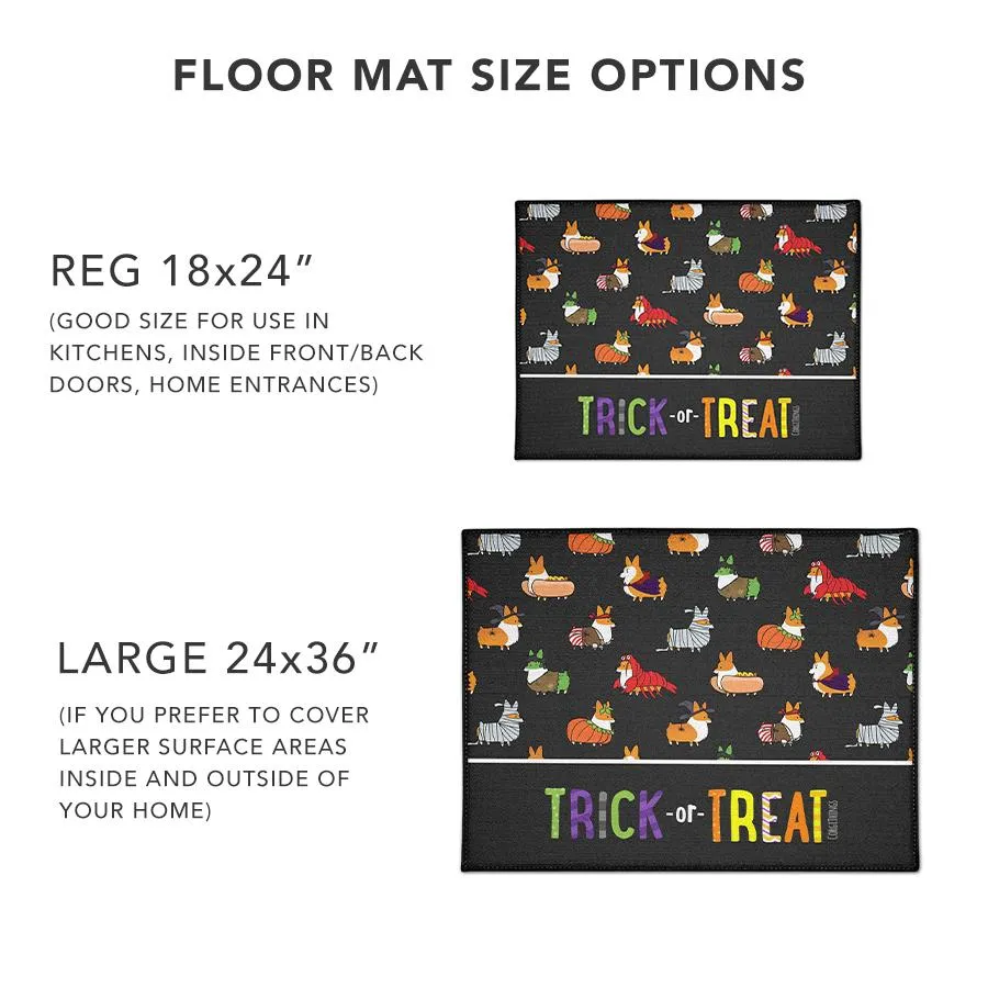 "Corgis in Costumes" Trick-or-Treat Floor Mat | Halloween Collection