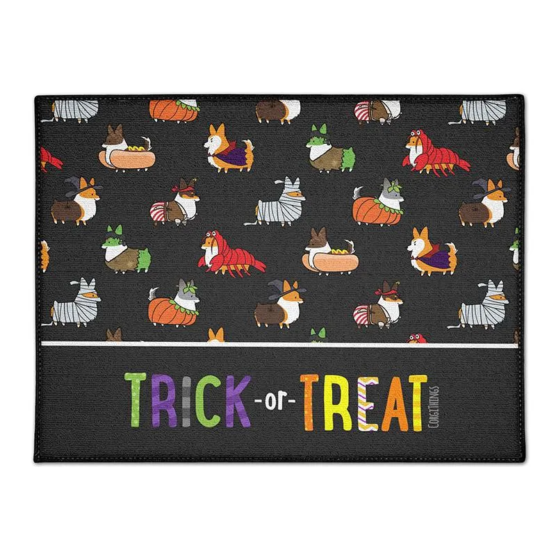 "Corgis in Costumes" Trick-or-Treat Floor Mat | Halloween Collection