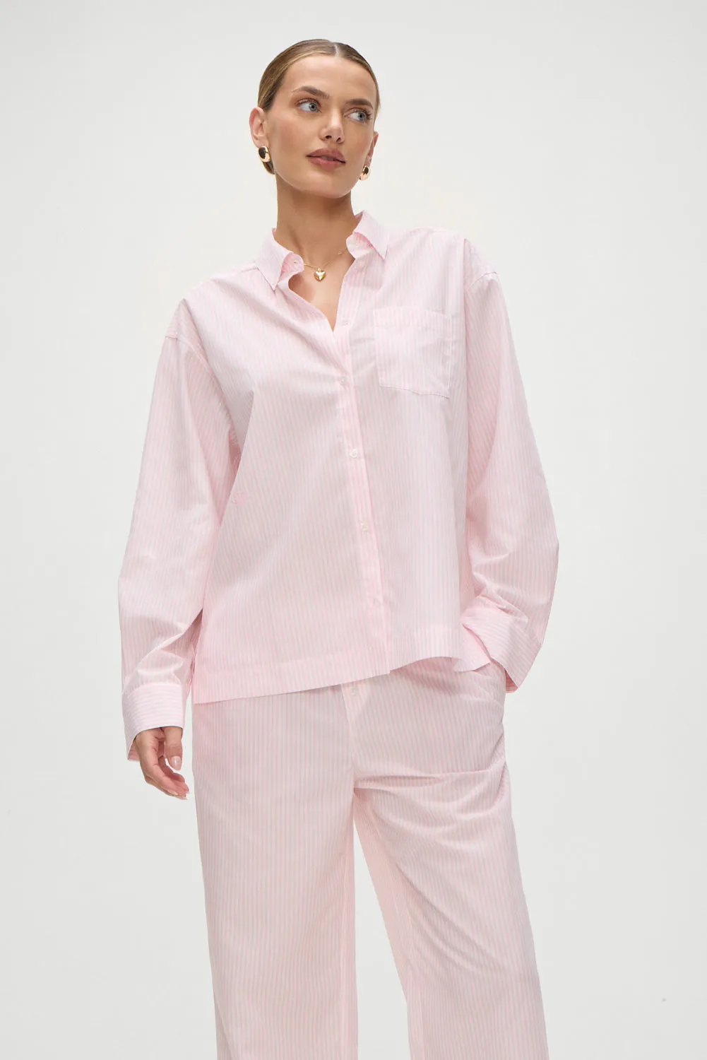 Ralph Long Sleeve Sleep Shirt - Pink Stripe