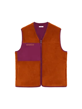 Recycled Wool Fleece Gilet—cinnamon orange