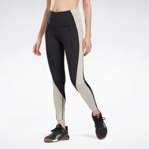 reebok lux high-rise colorblock women's leggings