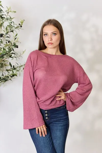 Round Neck Long Sleeve Blouse