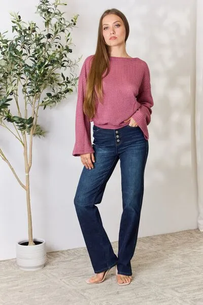 Round Neck Long Sleeve Blouse