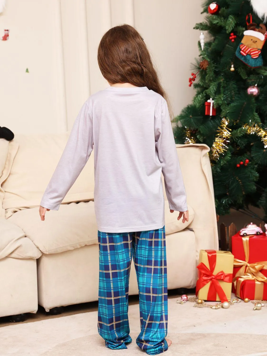 Rudolph Graphic Long Sleeve Top and Plaid Pants Set