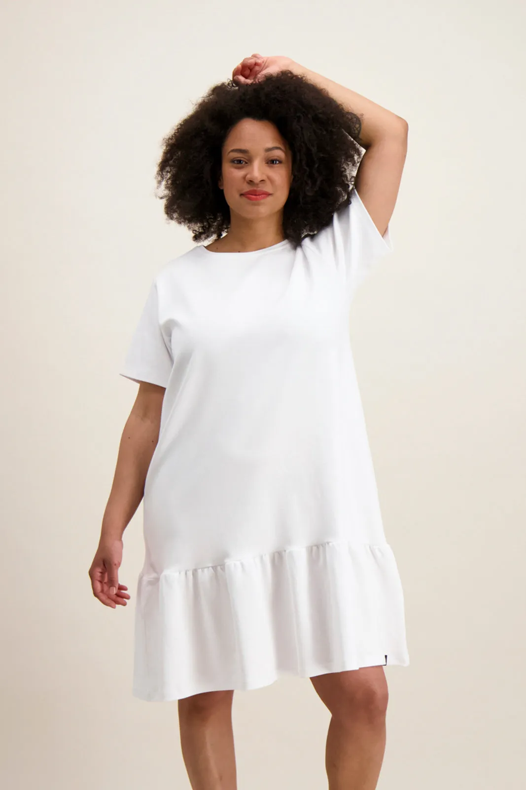 Ruffle T-Shirt Dress White