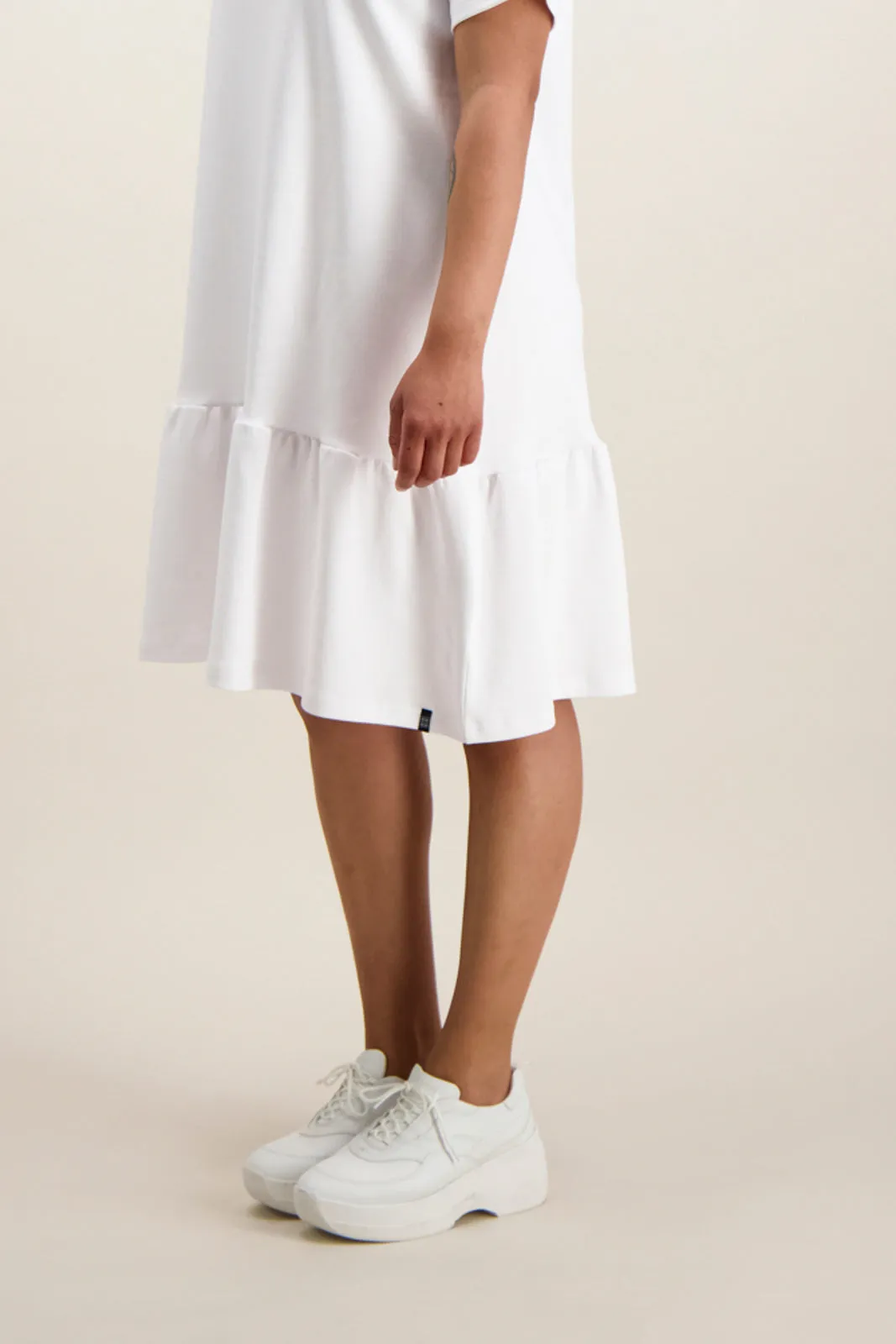 Ruffle T-Shirt Dress White