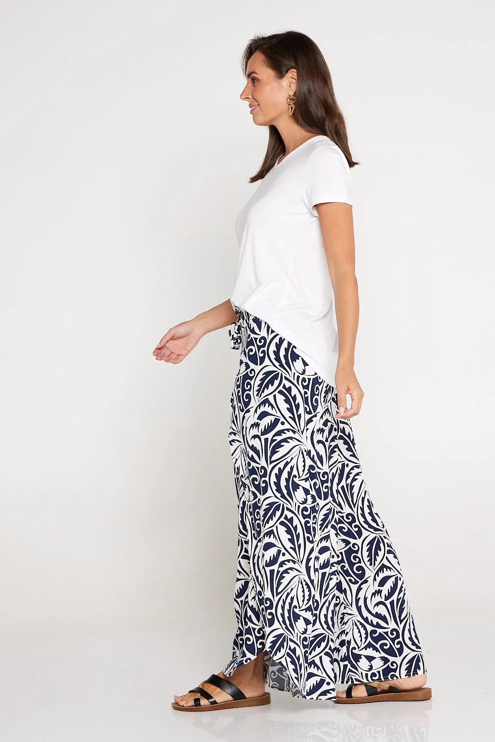 Sabine Palazzo Pants - Navy/White Print