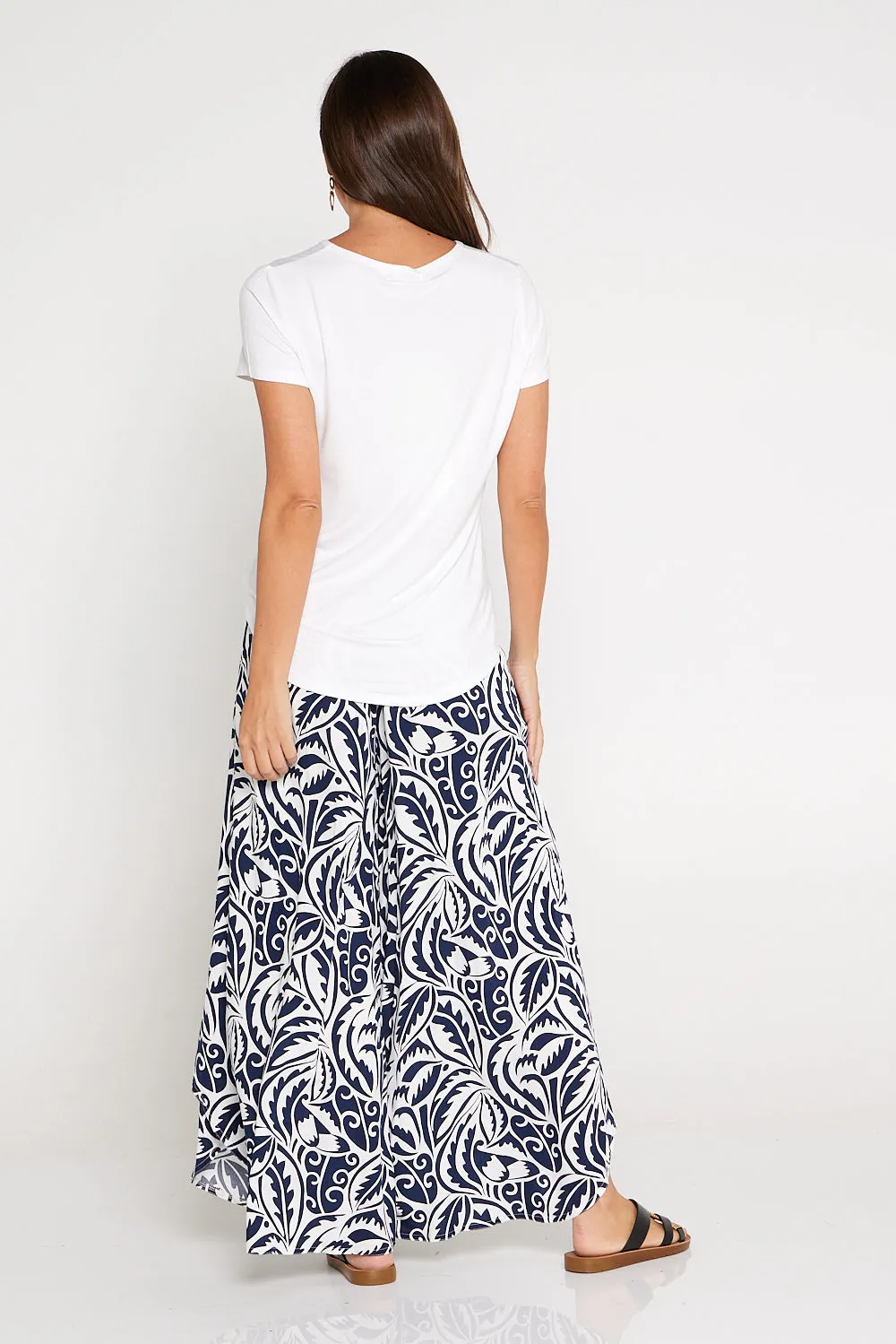 Sabine Palazzo Pants - Navy/White Print