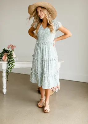 Sage Ruffle Midi Dress