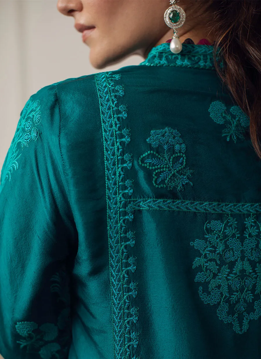 Saki Emerald Shirt and Dupatta