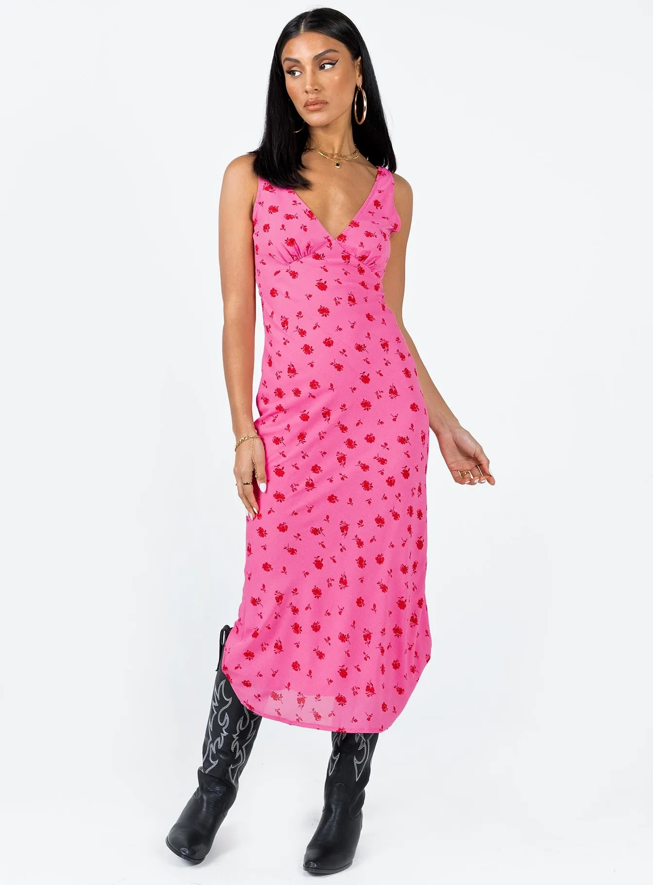 Sariah Midi Dress Pink Floral