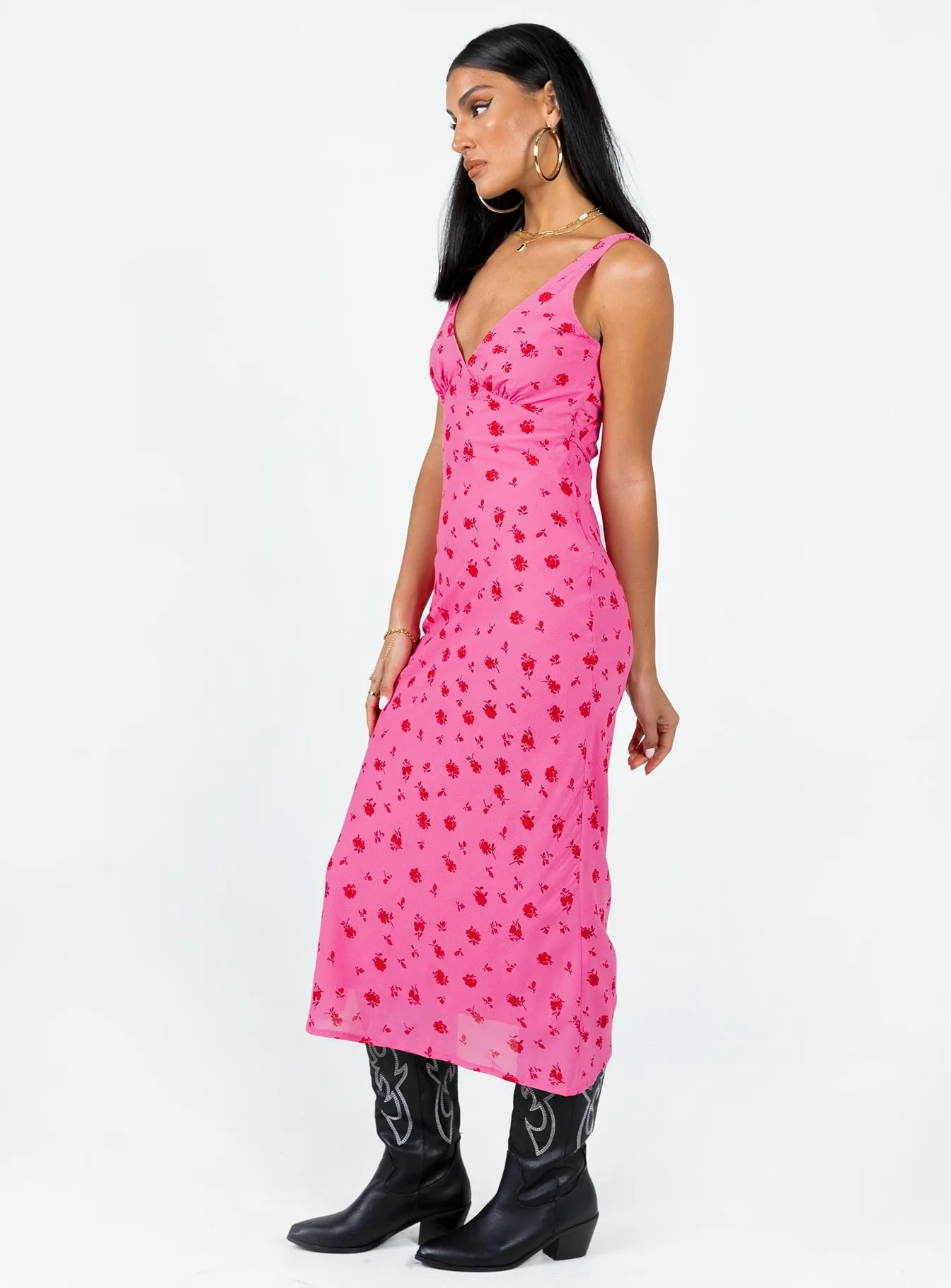 Sariah Midi Dress Pink Floral