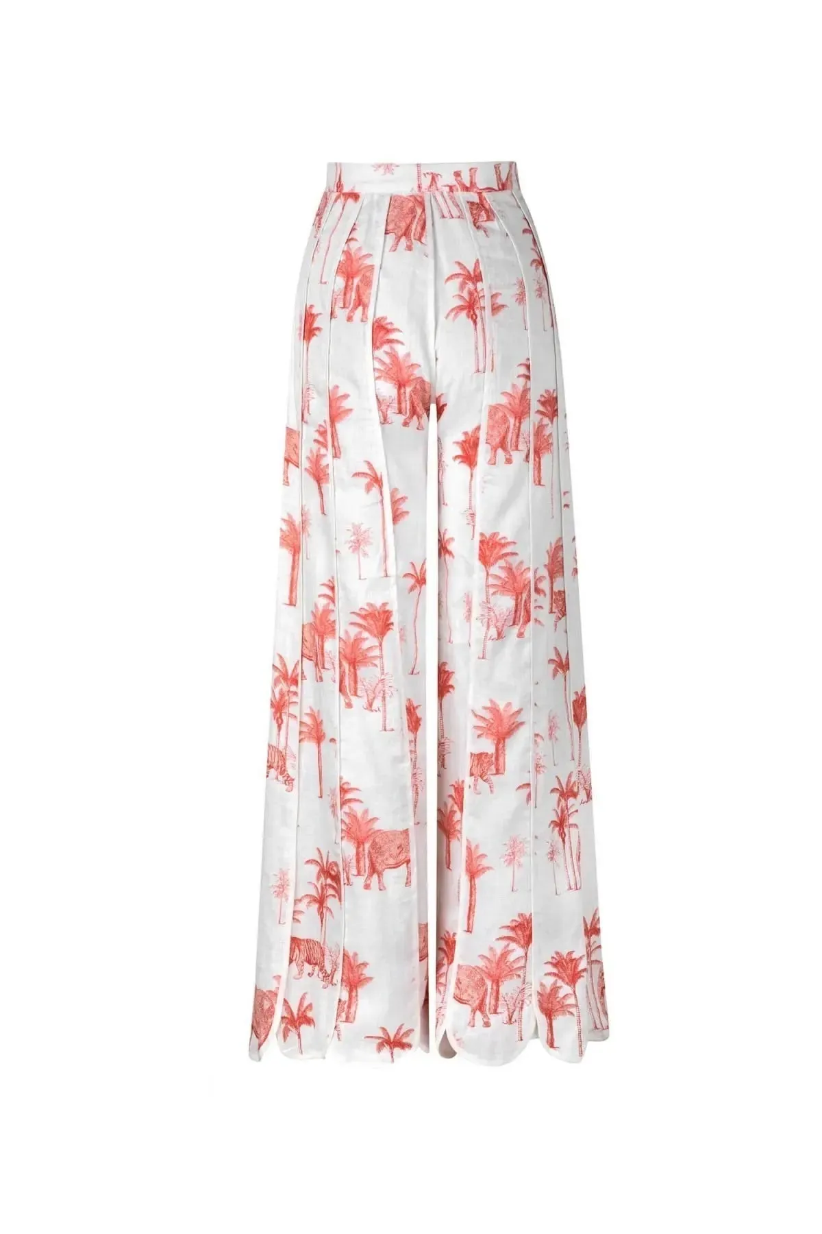 Savanna Print Pants With Scalloped Hem