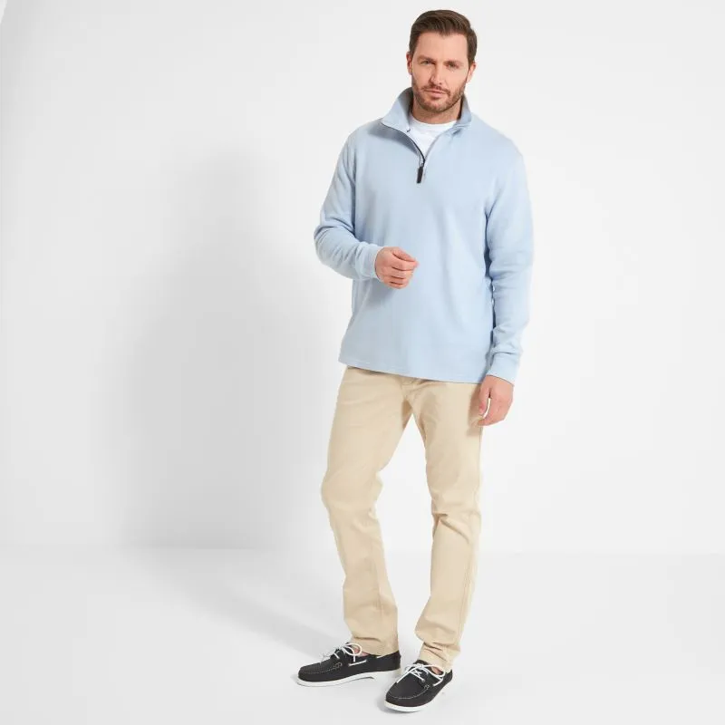 Schoffel Kingsbridge Cotton French Rib 1/4 Zip Mens Jumper - Pale Blue