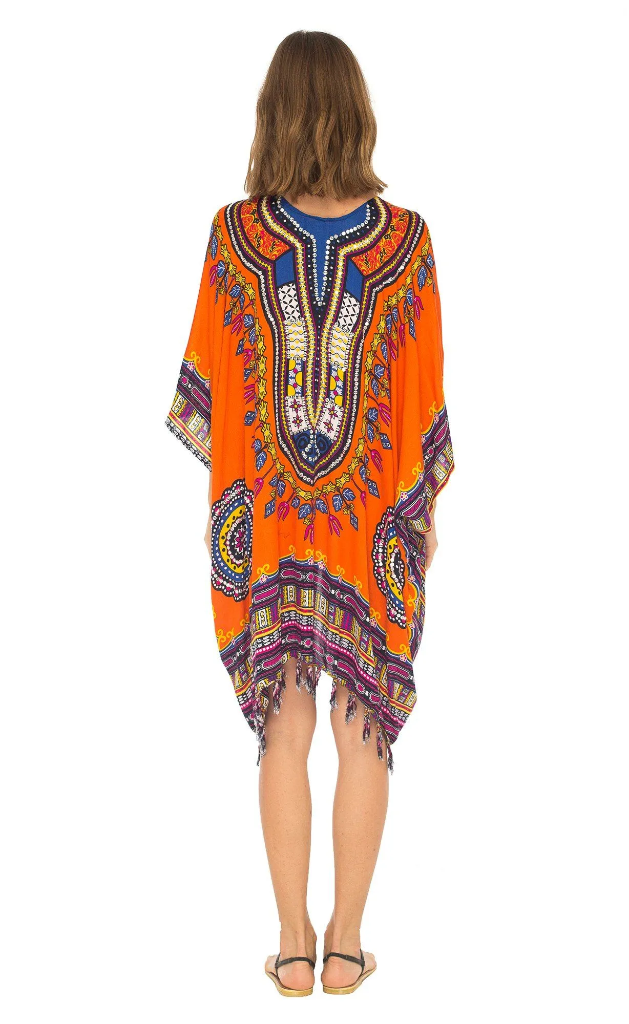 SHU-SHI Women's Dashiki Sequined Beach Cover-Up | Open Front Kimono Cardigan for Bikinis