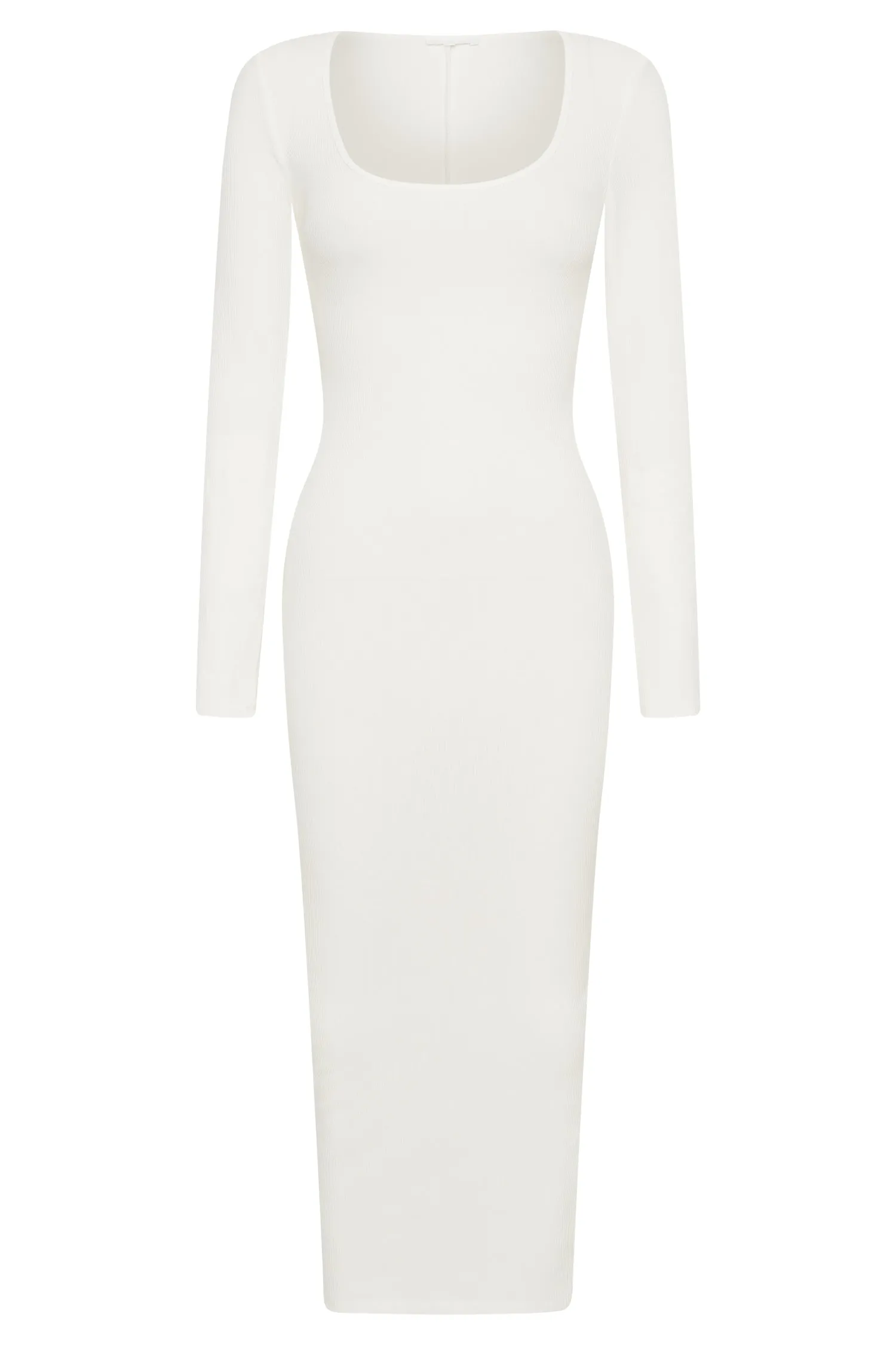 Sierra Scoop Neck Long Sleeve Midi Dress - White