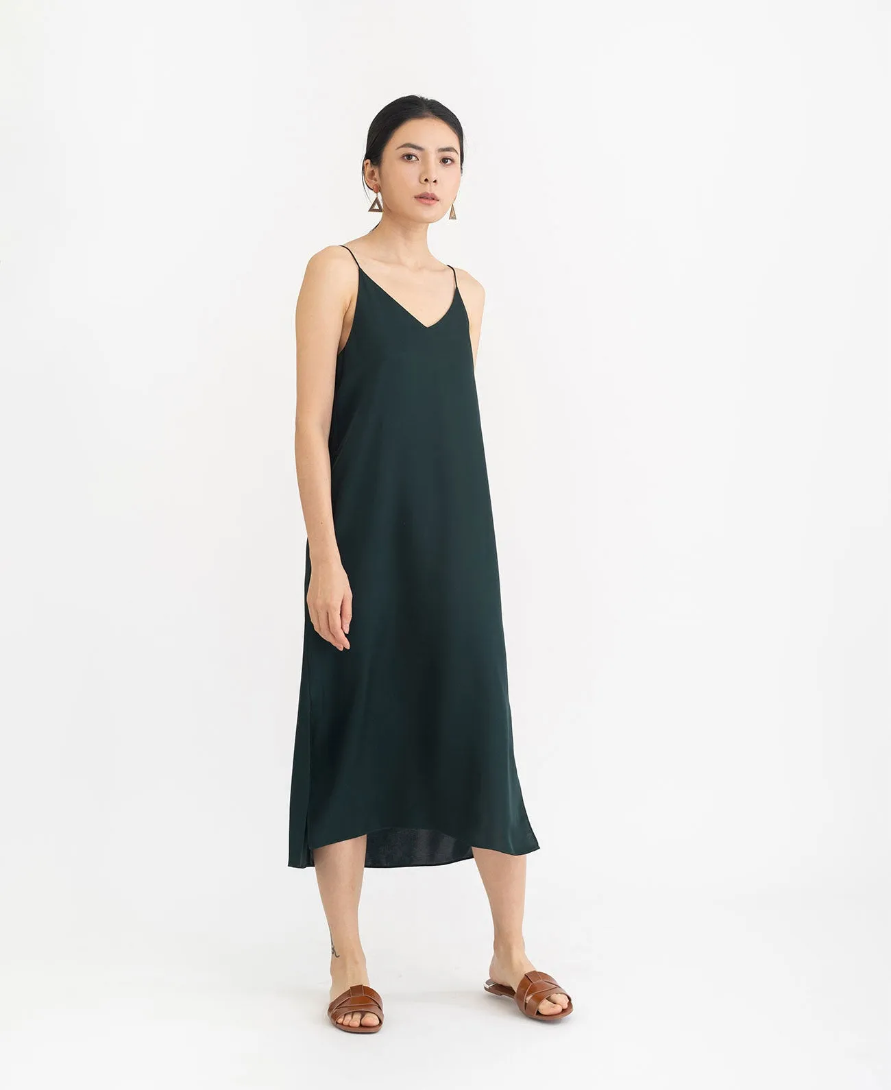 Silk V Neck Slip Dress