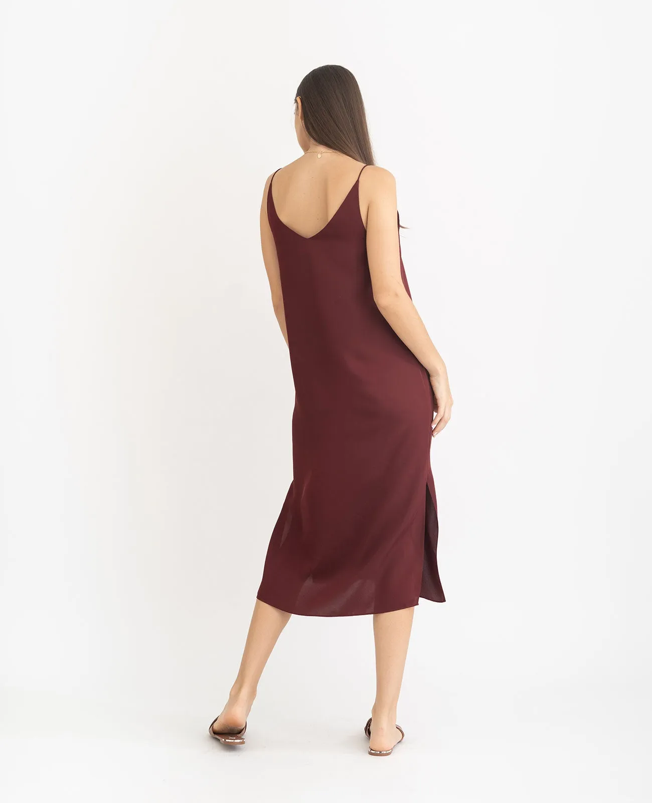 Silk V Neck Slip Dress