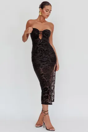 Sing To Me Keyhole Velvet Midi Dress Black