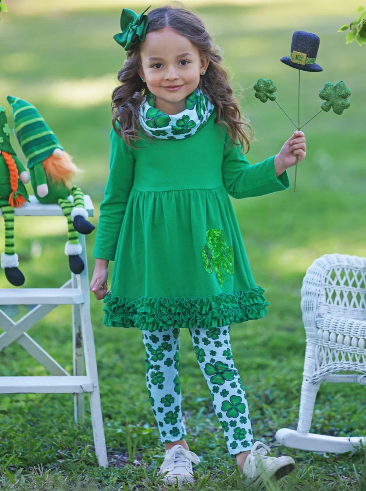 St. Paddy's Lucky Ruffle Tunic 3 Piece Set