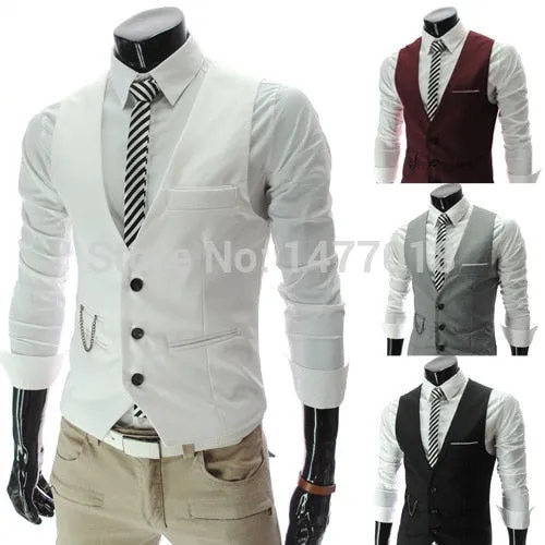 Stylish Formal Men's Slim Fit Suit Vests For Business