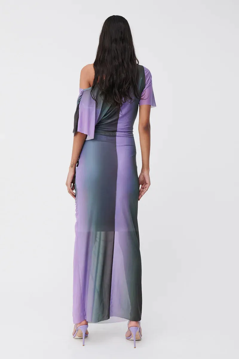 Suboo Olafur Draped Cowl Neck Longline Dress - Print