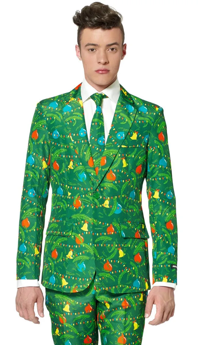 Suitmeister Green Christmas Tree Print Mens Novelty Suit