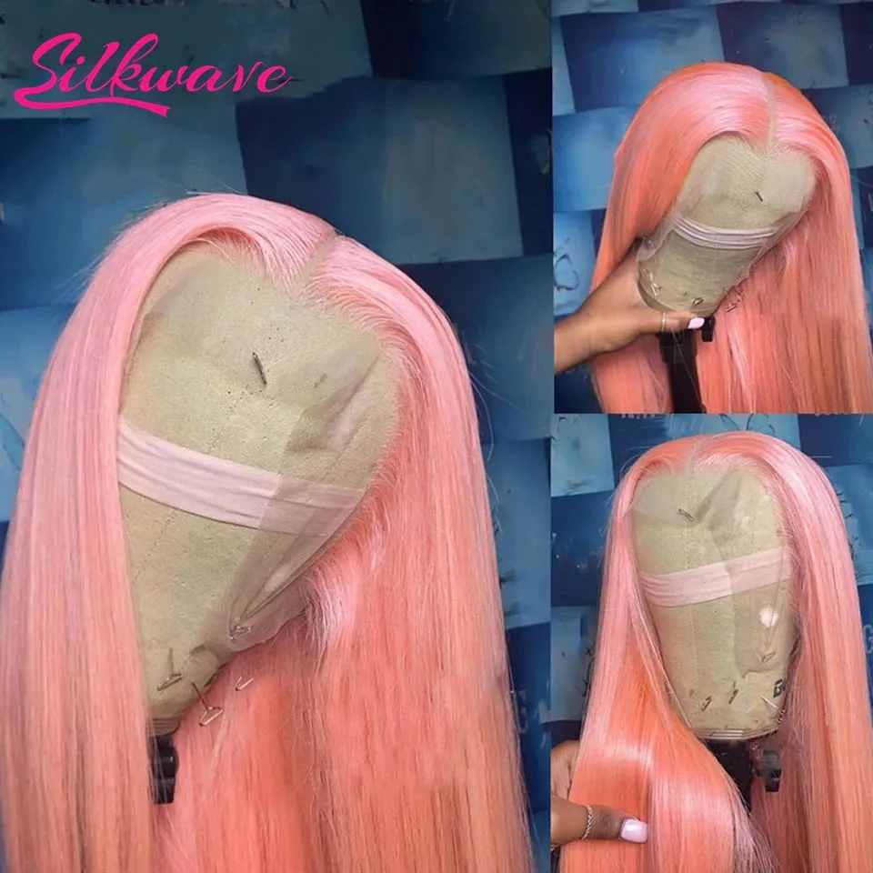 Trendy 13x6 Pink Brazilian Hair  Bone Straight Lace Frontal Wig