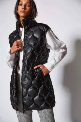 VAN-DOS Leather Effiect Black Quilted Gilet