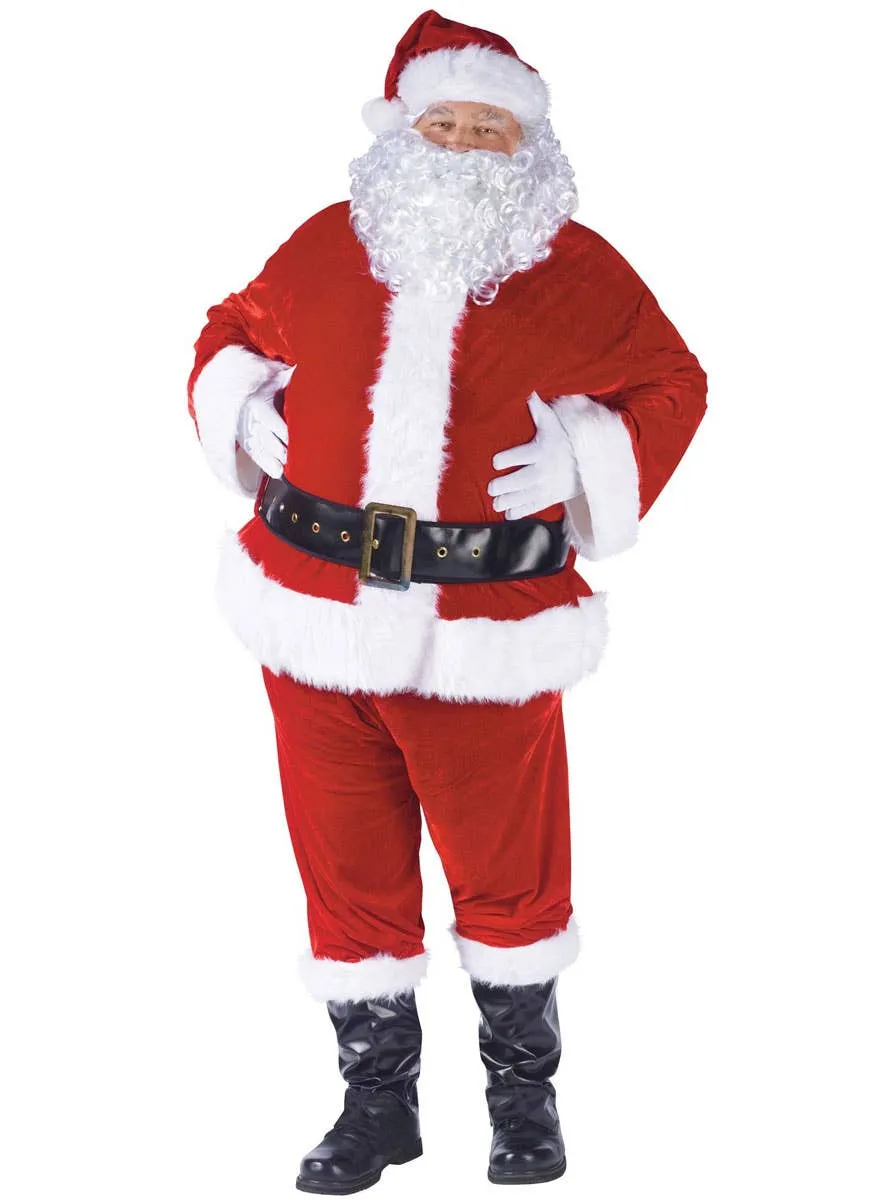 Velour Plus Size Mens Santa Suit Christmas Costume