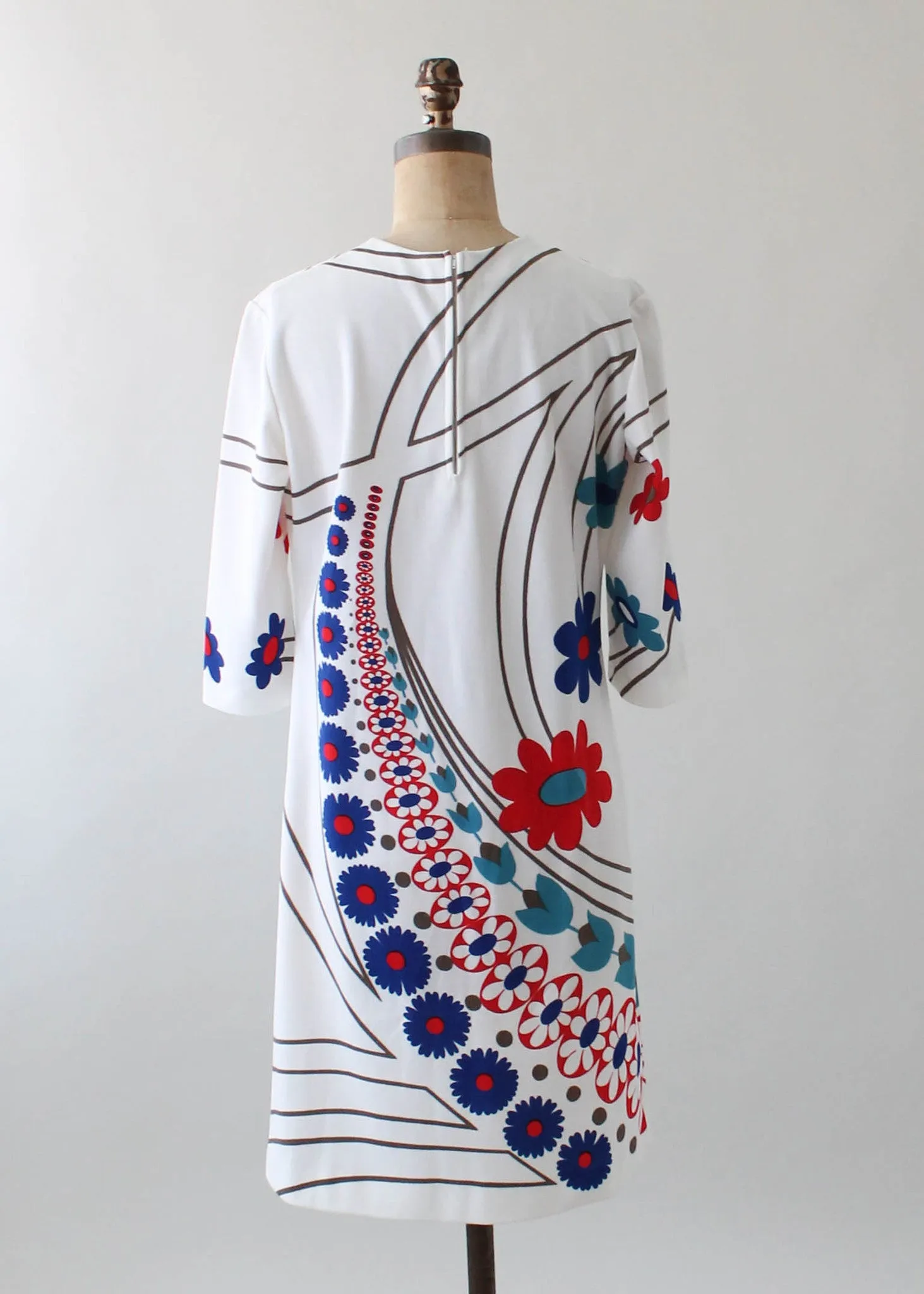 Vintage 1960s Italian MOD Print Poly Day Dress