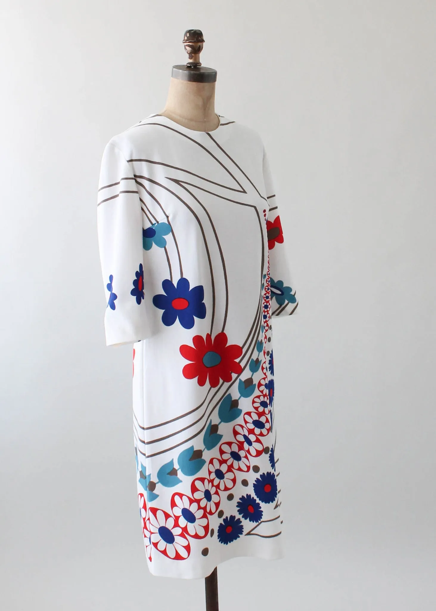 Vintage 1960s Italian MOD Print Poly Day Dress