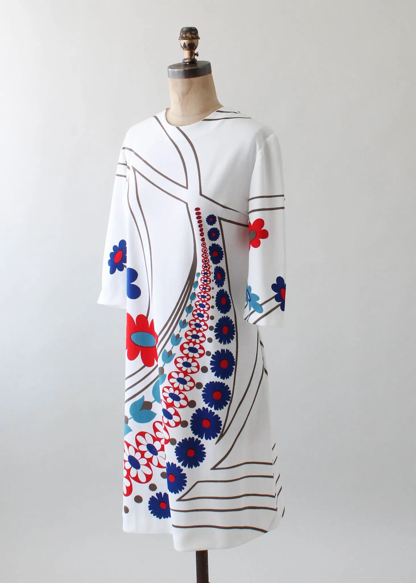 Vintage 1960s Italian MOD Print Poly Day Dress