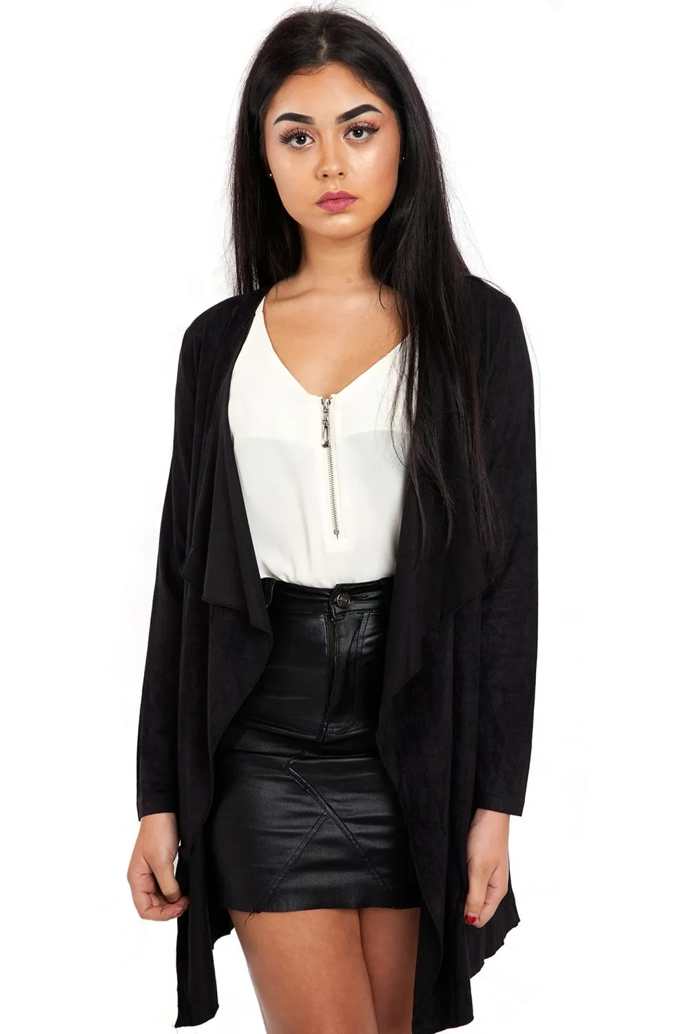 Waterfall Faux Suede Belt Jacket