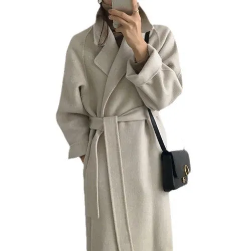 Wenkouban business casual outfits for women Double-Sided Cashmere Coat for Women 2024 New Small Mid-Length Autumn and Winter Elegant High-End Woolen Coat