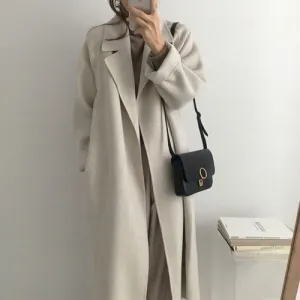 Wenkouban business casual outfits for women Double-Sided Cashmere Coat for Women 2024 New Small Mid-Length Autumn and Winter Elegant High-End Woolen Coat