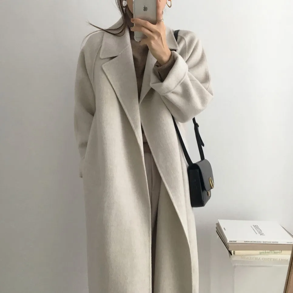 Wenkouban business casual outfits for women Double-Sided Cashmere Coat for Women 2024 New Small Mid-Length Autumn and Winter Elegant High-End Woolen Coat