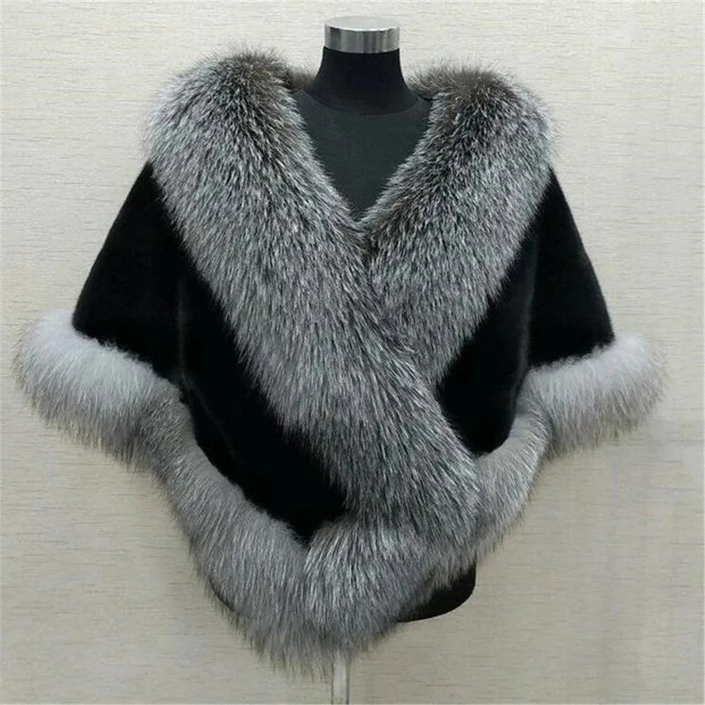 Wenkouban-Winter outfits Christmas Black Friday Elegant Faux Fur Cocktail Wrap Coat