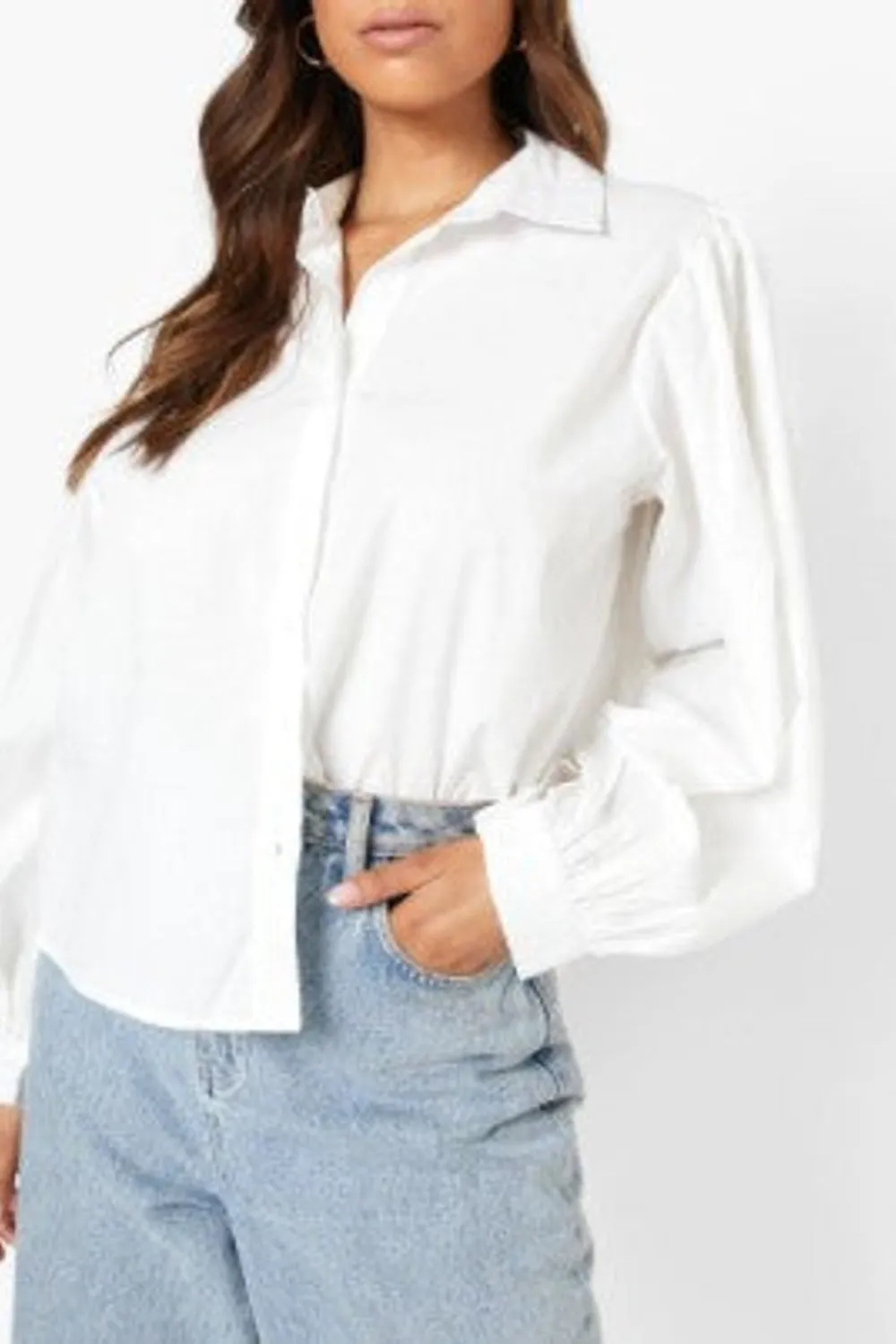 White Oversized Tie Back Detail Shirt