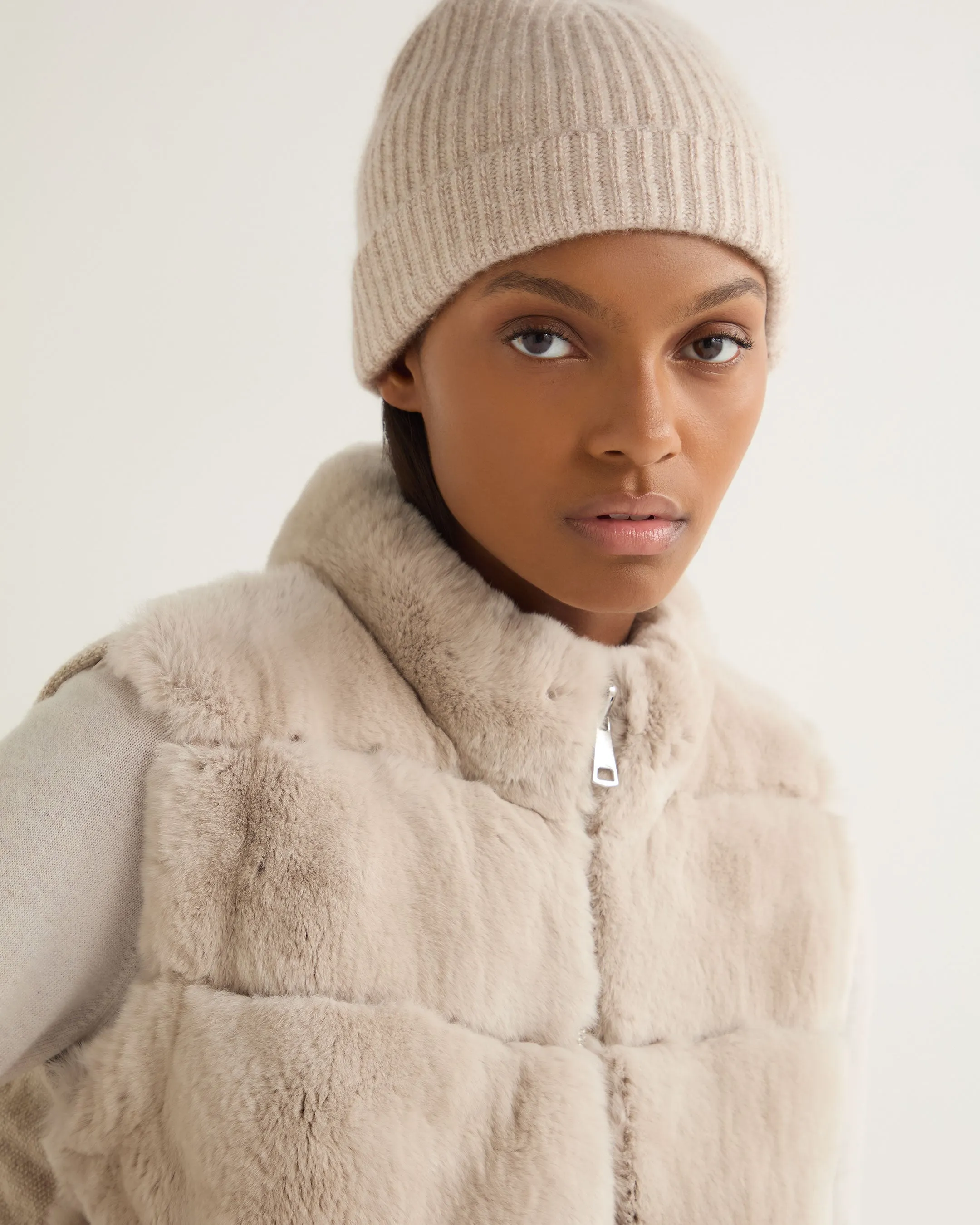 Women's Eva Birdseye Fur Jacket Ecru White