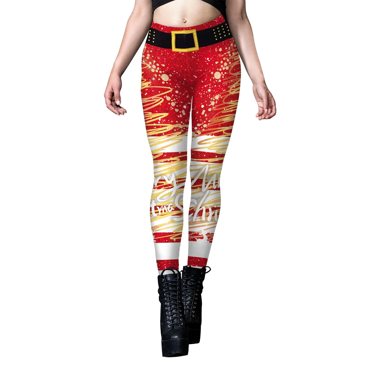 Women's Sequined Printed Striped Tight Yoga Leggings