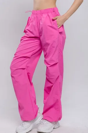 Women's Solid Nylon Parachute Pants