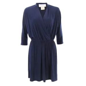 Wylie Drape Front Dress in Navy