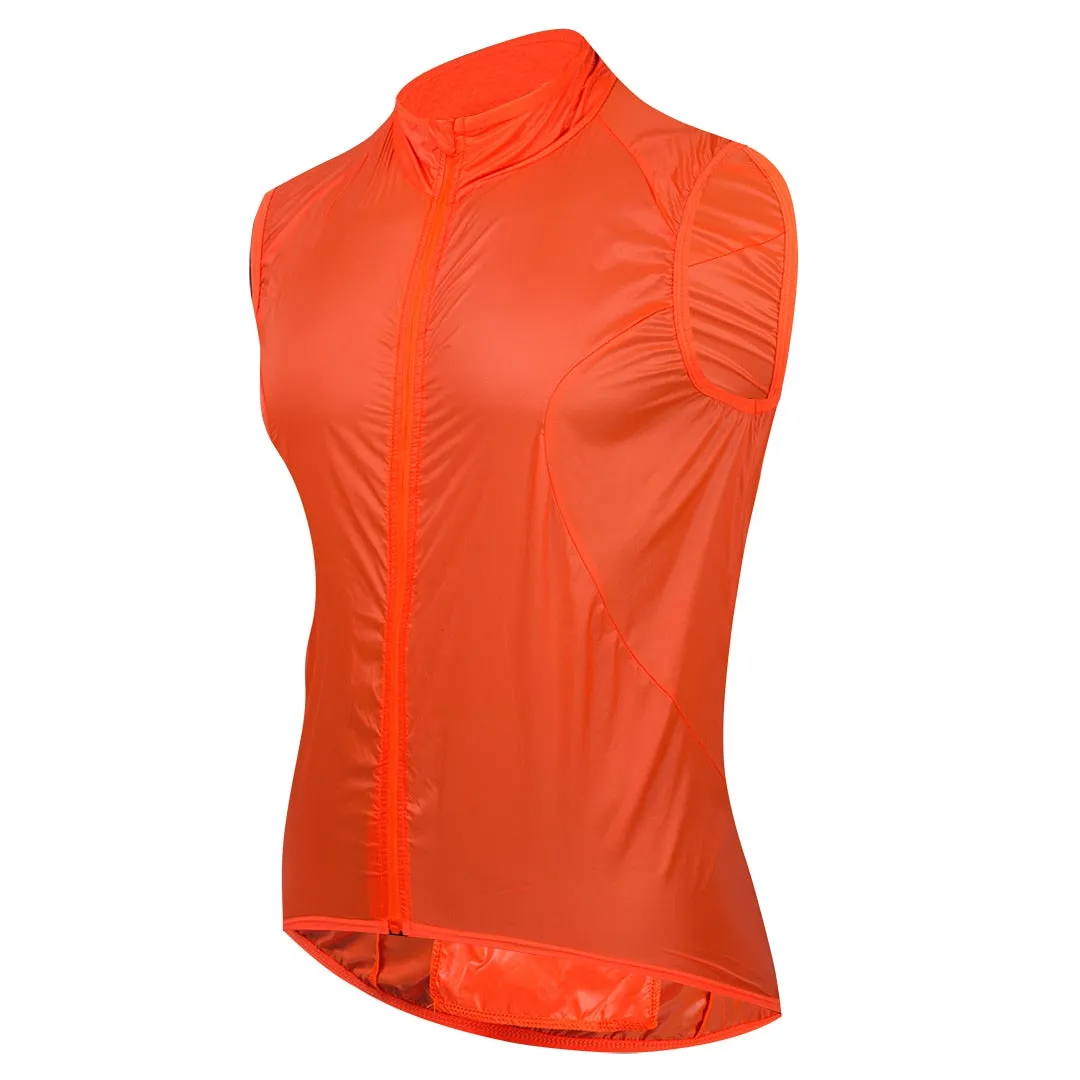 YKYW Men's Cycling Jacket Vest Sleeveless Ultra-lightweight Waterproof Full Zipper with Pockets and Reflective Strip Orange