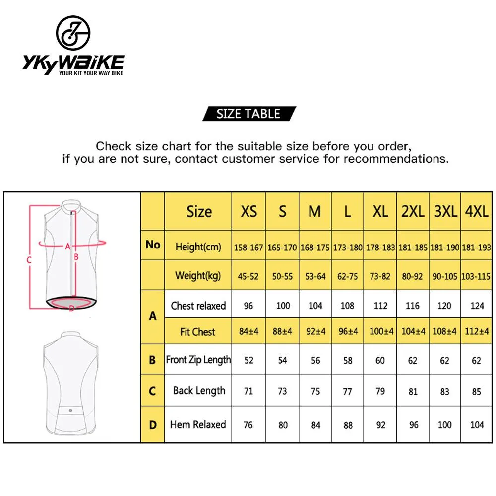 YKYW Men's Cycling Jacket Vest Sleeveless Ultra-lightweight Waterproof Full Zipper with Pockets and Reflective Strip White