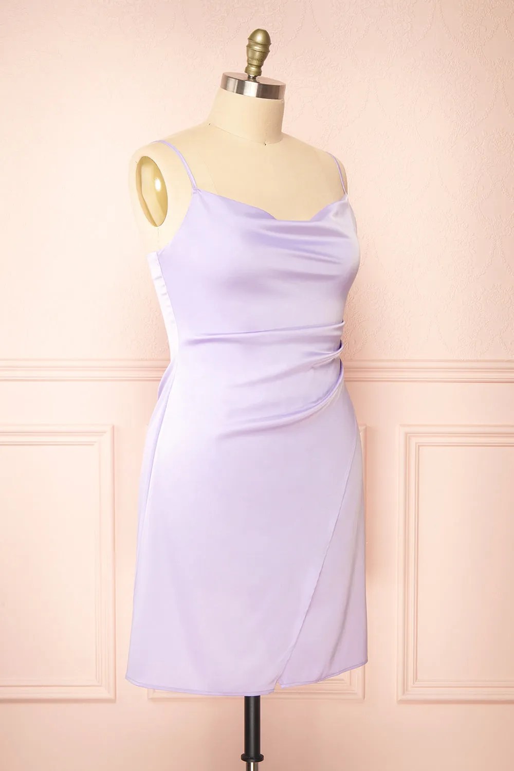 Zaina Lilac | Cowl Neck Satin Slip Dress