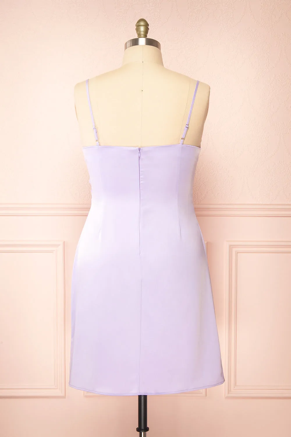 Zaina Lilac | Cowl Neck Satin Slip Dress