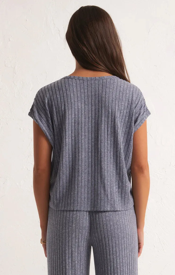 ZSU Shoreline Ribbed Top in Navy